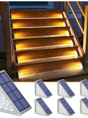 Solar Step Lights Outdoor Waterproof LED Stairs Deck Patio Yard Porch Garden 6 P